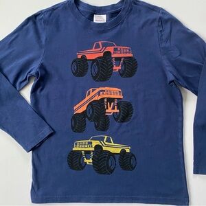 Hanna Andersson Shirt Size 130 8 Trucks  Long Sleeve Navy Blue Vehicles Cotton